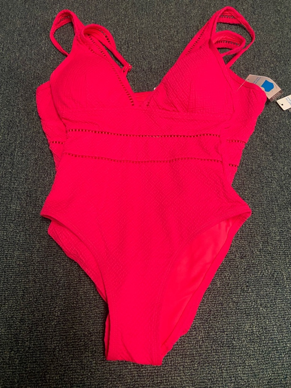 Time and Tru Hot Pink Textured One-Piece Swimsuit